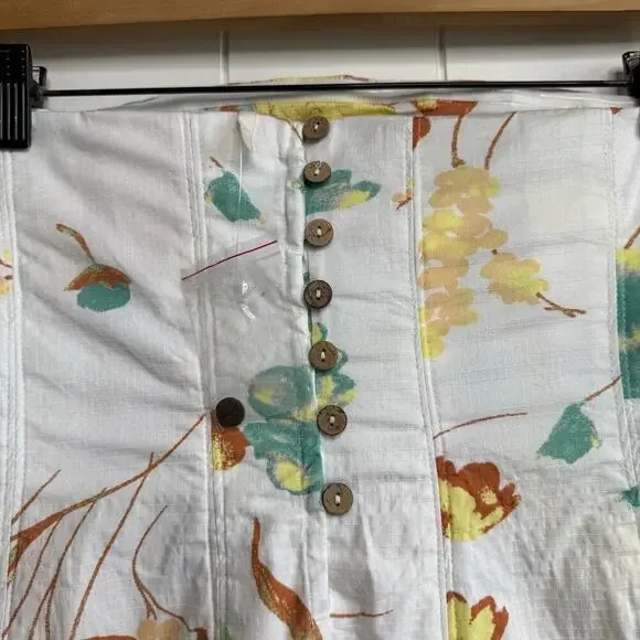 Free People floral mini dress strapless pleated spring summer cotton Medium - Picture 7 of 9